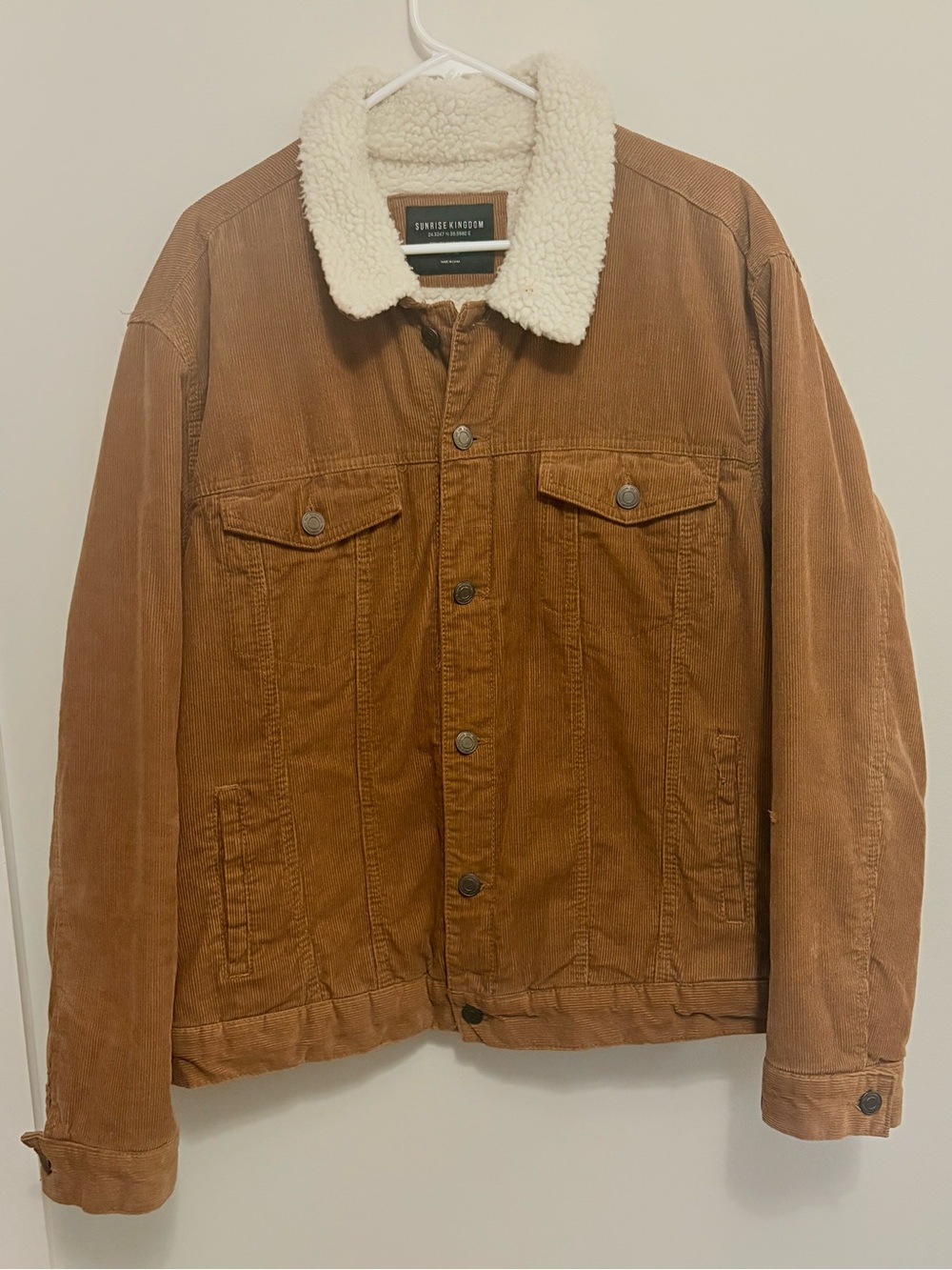 Vintage Union Bay Men’s Brown Corduroy Sherpa-Lined Bomber Jacket